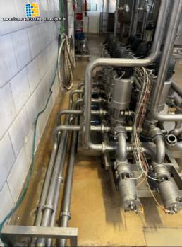 Manifold cluster de vlvulas sanitrias em inox Alfa Laval / Tetra Pak para laticnios leite lcteos bebidas