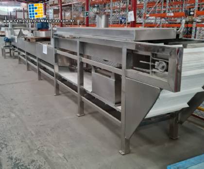 Pasteurizador cont�nuo tipo t�nel por imers�o para aquecimento, resfriamento e secagem de frascos embalagens TECNINT